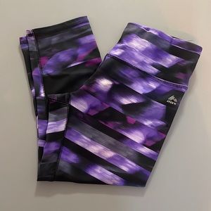 RBX crop leggings. Large. Purple/black multi.